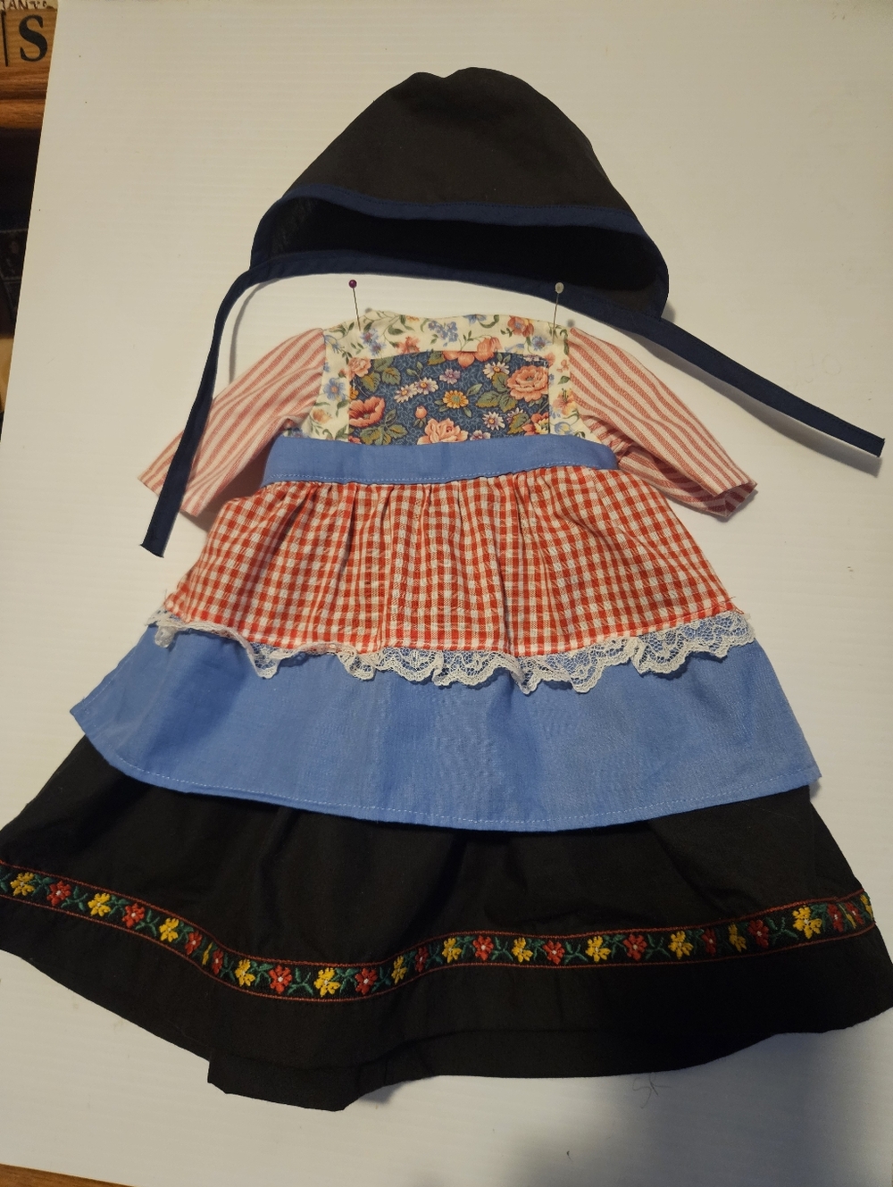 Handmade DUTCH/LITTLE HOUSE/AMISH 3PIECE OUTFIT FOR 18" DOLL